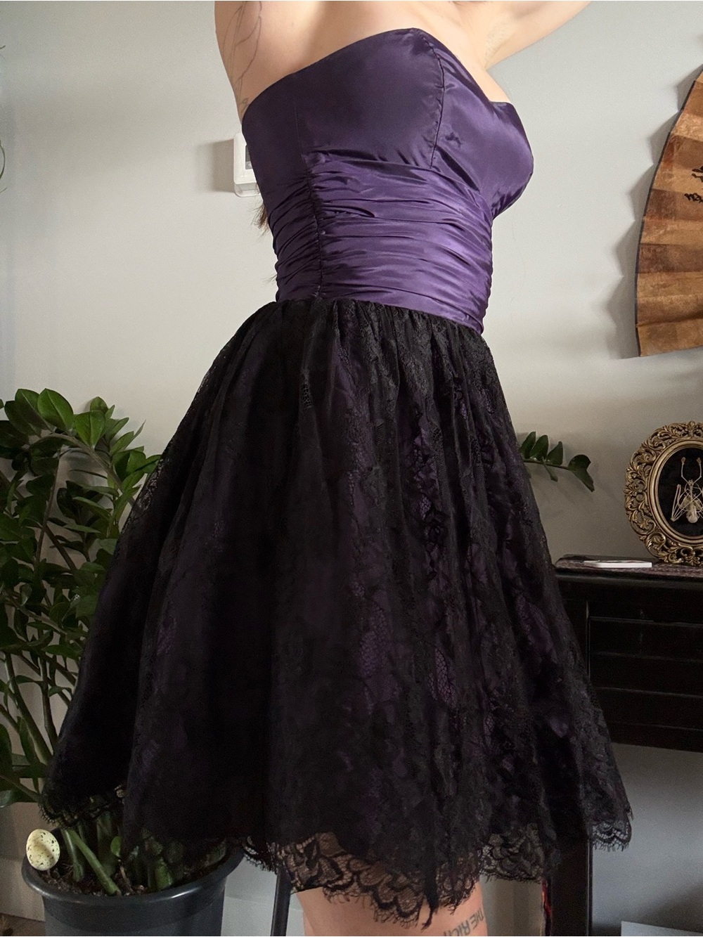 Betsey Johnson Evening - deep purple and lace dress - Picture 2 of 6